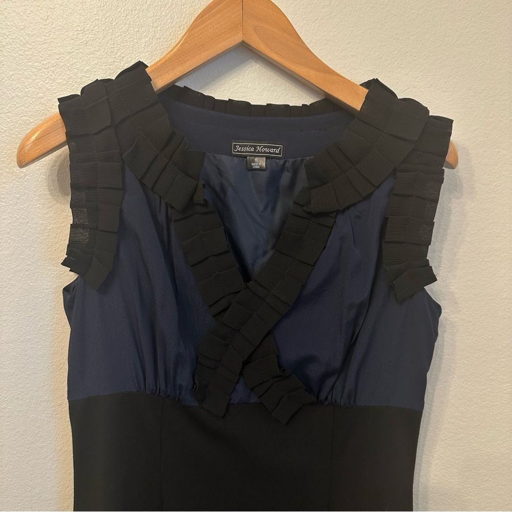 Jessica Howard Navy and Black Ruffle‎ Dress - Picture 2 of 4